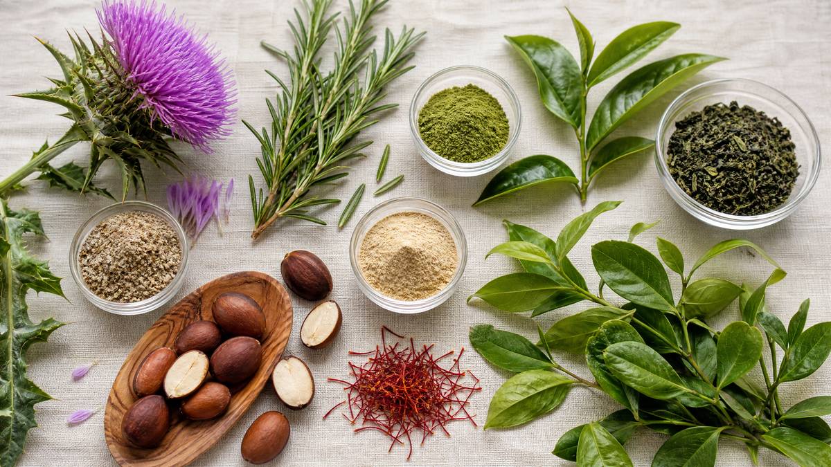 Getrocknete Kräuter und Tee als Sinnbild für Detox-Produkte im Faktencheck