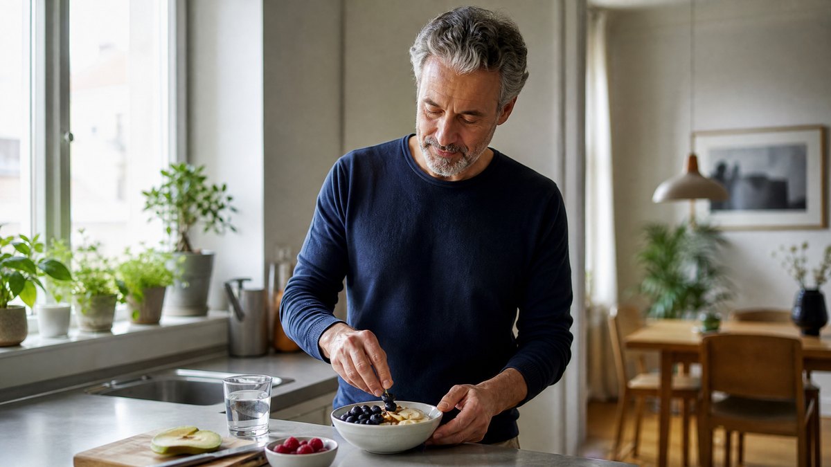 Alltagsroutine mit Spaziergang, Wasser und ausgewogener Mahlzeit als Basis für Leber und Gewicht